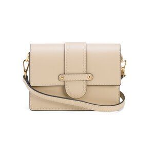 CHEVAL Beige Made In Italy Leather Double Compartment Structure Crossbody